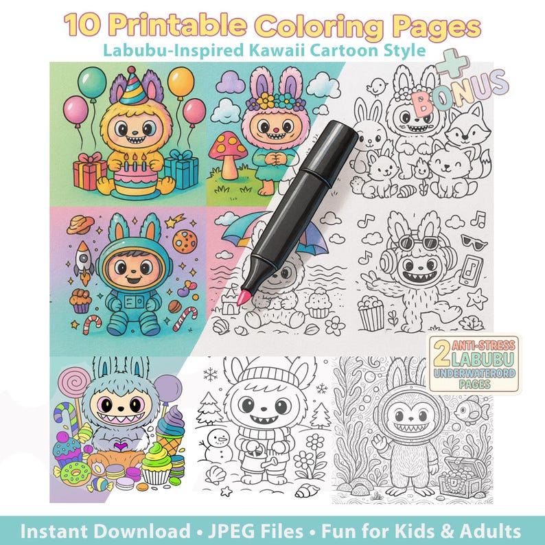 Labubu Coloring Pages | Cute Printable Coloring Sheets for Kids ...