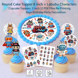 Labubu Birthday Cake & Cupcake Toppers: Printable Party Decor (Digital Download)