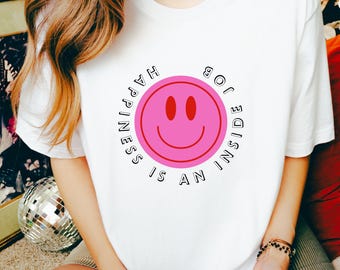 Happiness Inside Job Shirt: Smiley Face Bella Canvas Tee