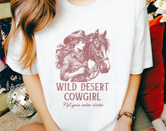 Retro Cowgirl Graphic Tee: Wild Desert Bella Canvas Shirt