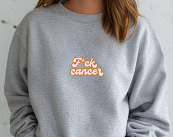 Sudadera gris F*ck Cancer / Concientización sobre el cáncer Gildan 1800 I Hecho en Alemania