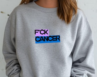 Sudadera gris "F*ck You Cancer" / Concientización sobre el cáncer Gildan 1800 I Hecho en Alemania