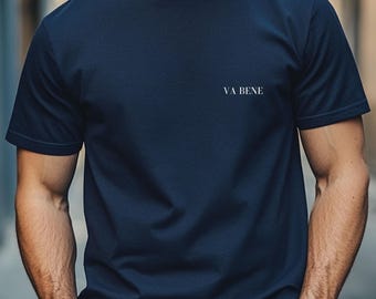 Camiseta con frase "Va Bene" en italiano: estilo minimalista retro italiano