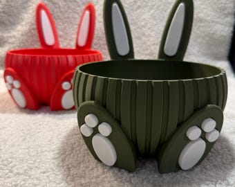 Osterkörbchen mit Hasenohren und Pfötchen – personalisierbares Osternest in Wunschfarbe – 3D-gedruckter Osterkorb für Kinder und Deko
