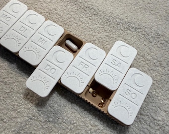 Moderner Tabletten Organizer | 7 Tage Pillendose | Wochenplan Medikamentenbox |  Pillenbox | 3D Druck | Modernes Design Supplements