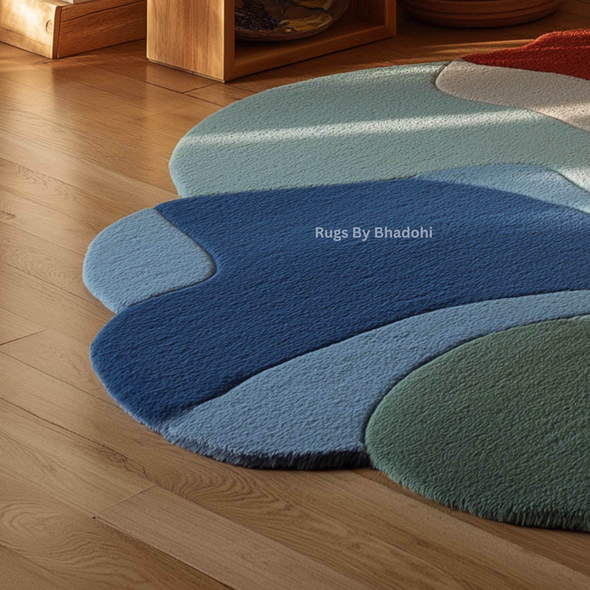 Bold Multicolor Irregular Shape Hand Tufted Wool Rug | Modern Sculpted ...