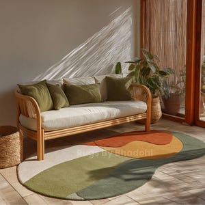 Earth Tone Irregular Shape Hand Tufted Wool Rug | Abstract Modern Wool Rug for Living Room, Balcony & Office | Custom Sizes Available