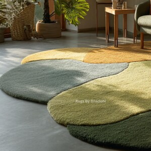 Modern Multi Color Irregular Shape Hand Tufted Wool Rug | Retro Earth ...