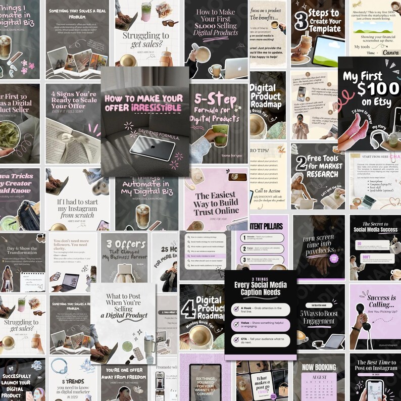 400+ Instagram Carousel Templates Canva Faceless Digital Marketing ...