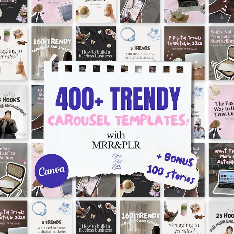 400+ Instagram Carousel Templates Canva Faceless Digital Marketing ...