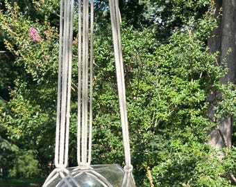 Handmade Macrame Plant Hanger: Boho Cotton Rope Hanging Planter, 30-34"