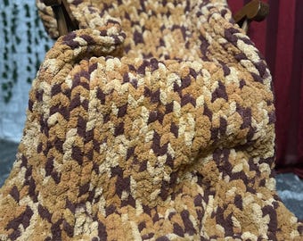 Branch Chunky Chenille Throw Blanket – 40x60 Handmade Soft Knit Couch or Bed Throw – Cozy Fall color Home Decor