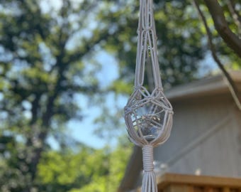 Handmade Macrame Plant Hanger: Boho Cotton Rope Hanging Planter, 30-34"