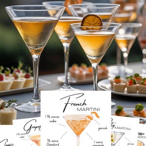 Pacchetto di ricette Martini / Set di menu per cocktail stampabili / Decorazioni per carrelli bar per happy hour / Cartello fai da te per feste Martini / Download immediato