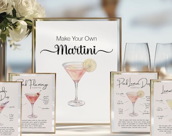 Paquete de tarjetas con recetas de Martini Bar / Descarga digital