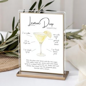 Lemon Drop Martini Recipe Card | Instant Download