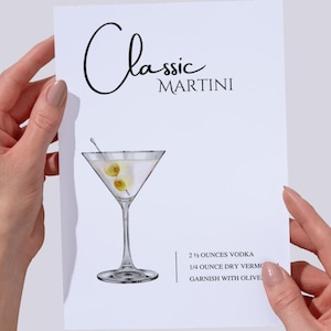 Verhoog je happy hour: doe-het-zelf martini-partybenodigdheden - afdrukbare receptenkaart
