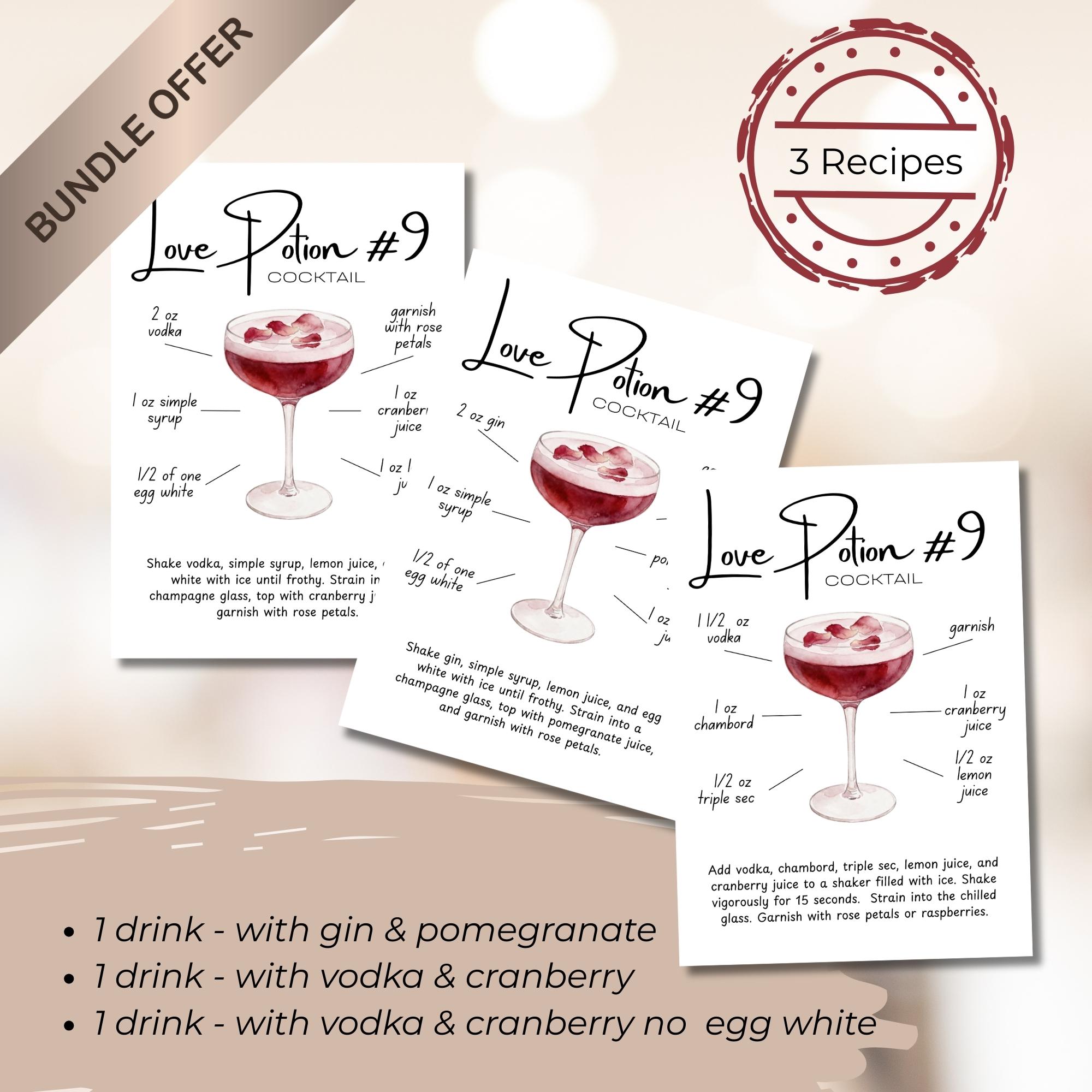 Love Potion #9 Cocktail Drink Recipe Card | Valentine's Day Drink