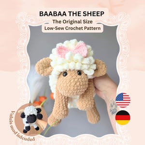 Baabaa the Sheep Crochet Pattern - MEDIUM Size - Cute Sheep Amigurumi - Plush Sheep Pattern - Beginner Friendly - PDF Download - Low Sew