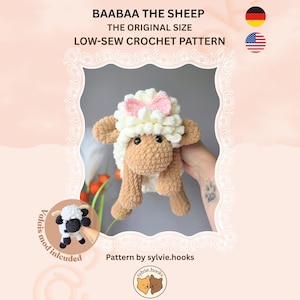 Patrón de Ganchillo Oveja Baabaa - Linda Oveja Amigurumi - Patrón PDF Fácil - Idioma Inglés y Alemán (Deutsch)