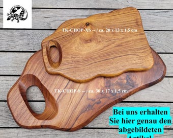 Teakholz Schneidebrett XS/S – handgefertigtes Servierbrett & Frühstücksbrett, jedes Stück ein Unikat
