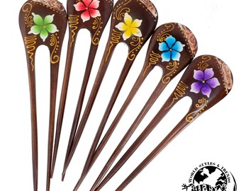 Holz Haarstab 15–16 cm – handgeschnitzter Hairstick aus Sono- oder Suarholz, verschiedene Farben