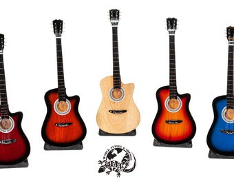 Mini Akustik Gitarre 24 cm aus Holz – handgefertigte Deko Gitarre mit Airbrush & gratis Ständer