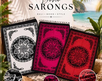 Leichter Mandala Boho Sarong 115 x 170 cm – Strand Pareo mit gratis Kokosschnalle & Wickelanleitung