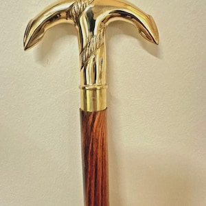 Victorian Antique Wooden Walking Stick With Brass Anchor Handle Vintage Cane Gif