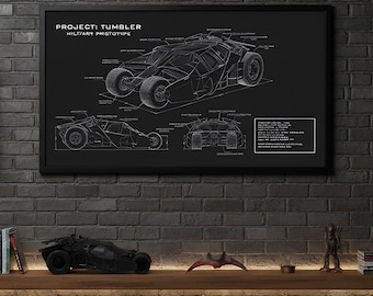 Tumbler Blueprint | Detailed Bat-vehicle Poster | Wall Art