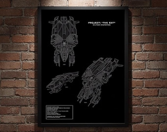The Bat Blueprint | Detailed Bat-aircraft Poster | Wall Art