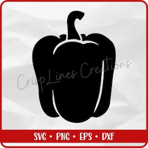 Bell Pepper SVG | Vegetable Silhouette Cut File for Cricut | Farm Decor Kitchen Label PNG Dxf EPS