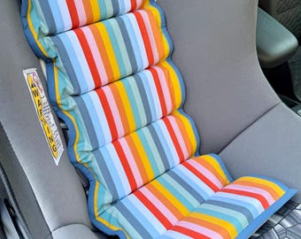 Free Shipping, Ready to Ship Stripes Car Seat Cooler-Dusty Blue Trim