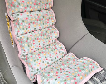 Free Gift!* Ready to Ship Sage Background Polka-Dot Car Seat Cooler-Light Pink Trim