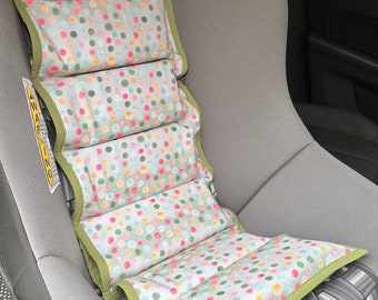 Free Gift!* Ready to Ship Sage Background Polka-Dot Car Seat Cooler-Sage Green Trim