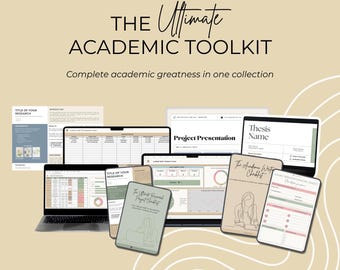 Ultimate Academic Toolkit | Complete Student and Researcher Bundle with Literature & Milestone Trackers, Checklists Posters and Presentation