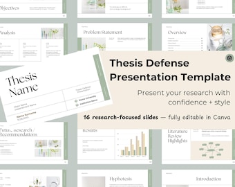 Plantilla de PowerPoint para defensa de tesis / Plantilla de presentación de investigación académica totalmente editable en Canva