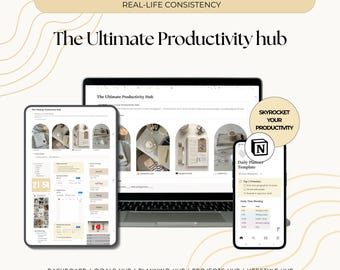 Notion Productivity Hub | Szablon planera, narzędzie do śledzenia projektów i celów (wersja cyfrowa do pobrania)