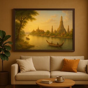 El río Chao Phraya, la línea vital de Siam, combina naturaleza, historia y cultura tailandesa en una armonía eterna bajo la luz dorada del atardecer.