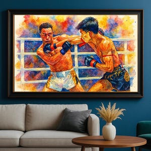 No.013 Muay Thai Art Watercolor Printable – Thai Boxing Wall Art Digital Download – Martial Arts Decor for Gym or Home