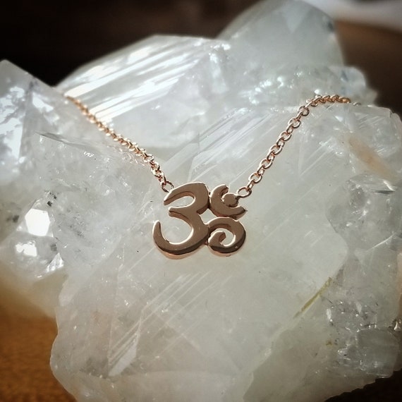 om necklace rose gold