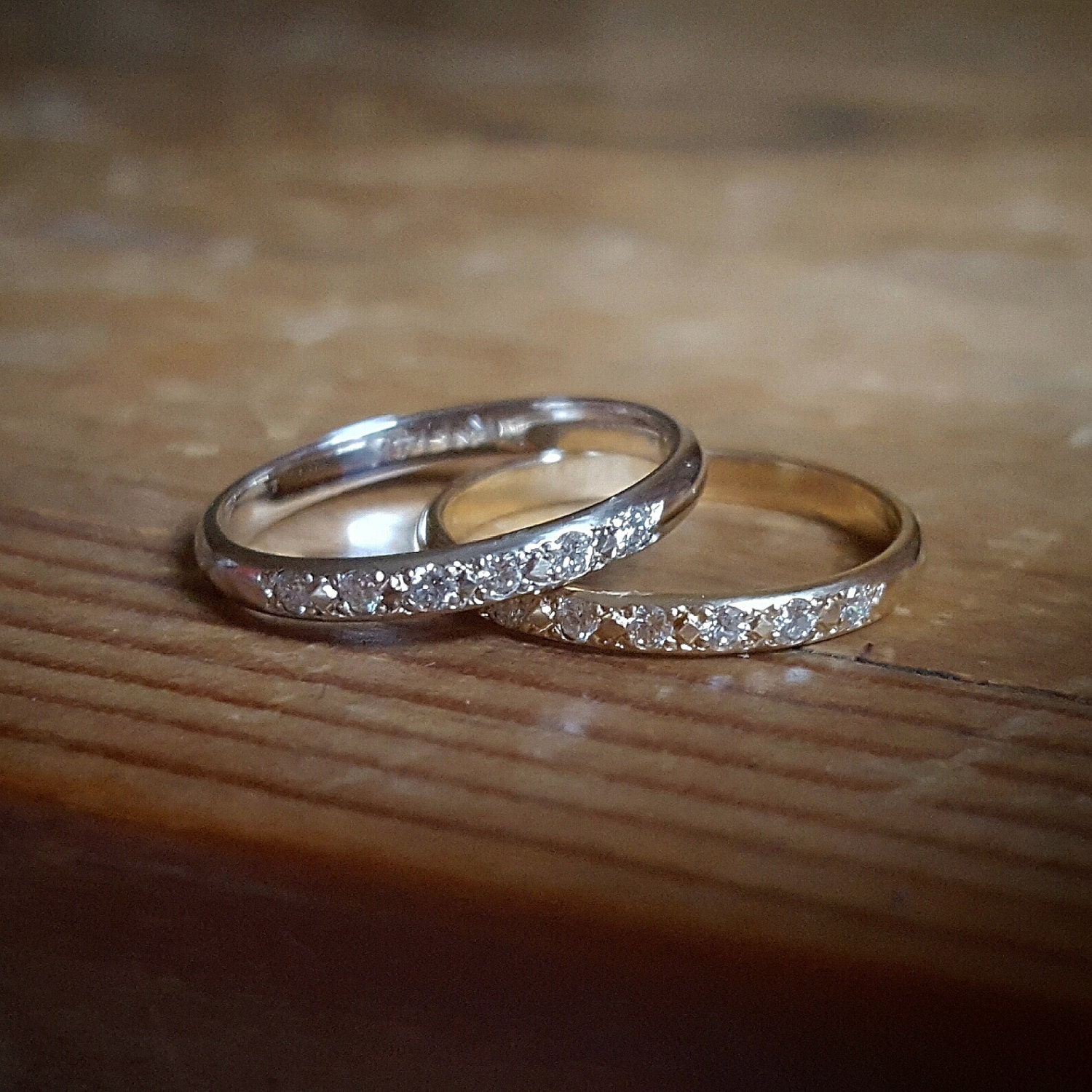 BOVANNI Women's Inlay Wedding Ring Diamond Wedding Bands Couple Ring Set