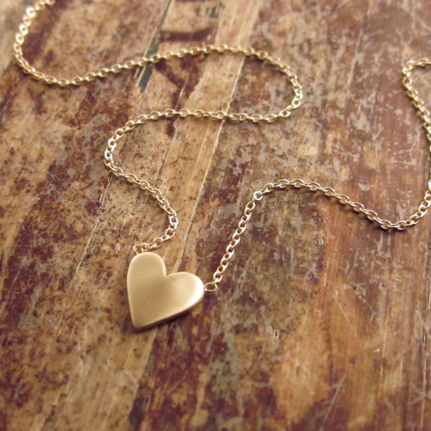 14K Gold Heart Necklace 14K Gold Necklace Valentines Day Gift - Etsy