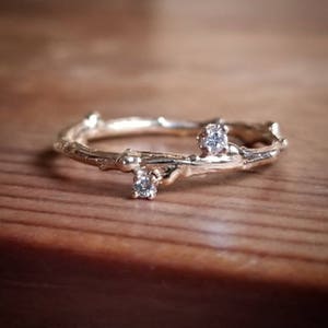 Diamond Stacking Ring, Diamond Stacking Rings, Diamond Stackable Rings, Rings for Women, Gift, Diamond Ring, Gold Twig Ring, Diamond Band