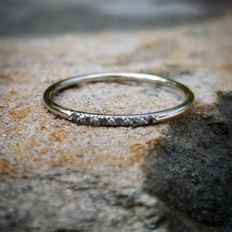 Salt Pepper Diamond Wedding Band Women Gray Diamond Wedding Etsy