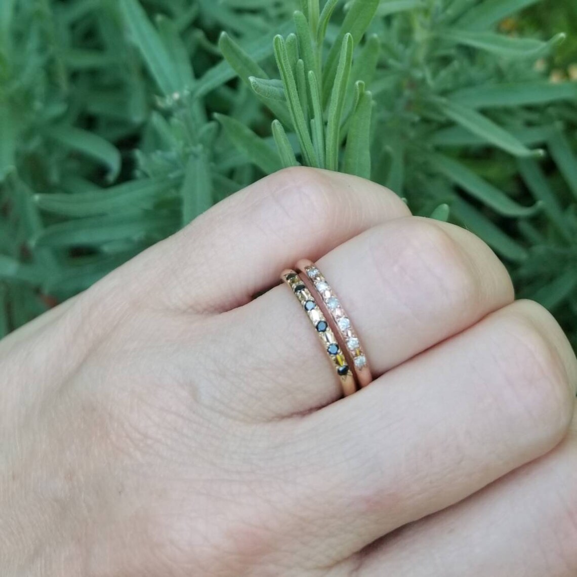 Salt and Pepper Diamond Wedding Band Women Grey Diamond Etsy