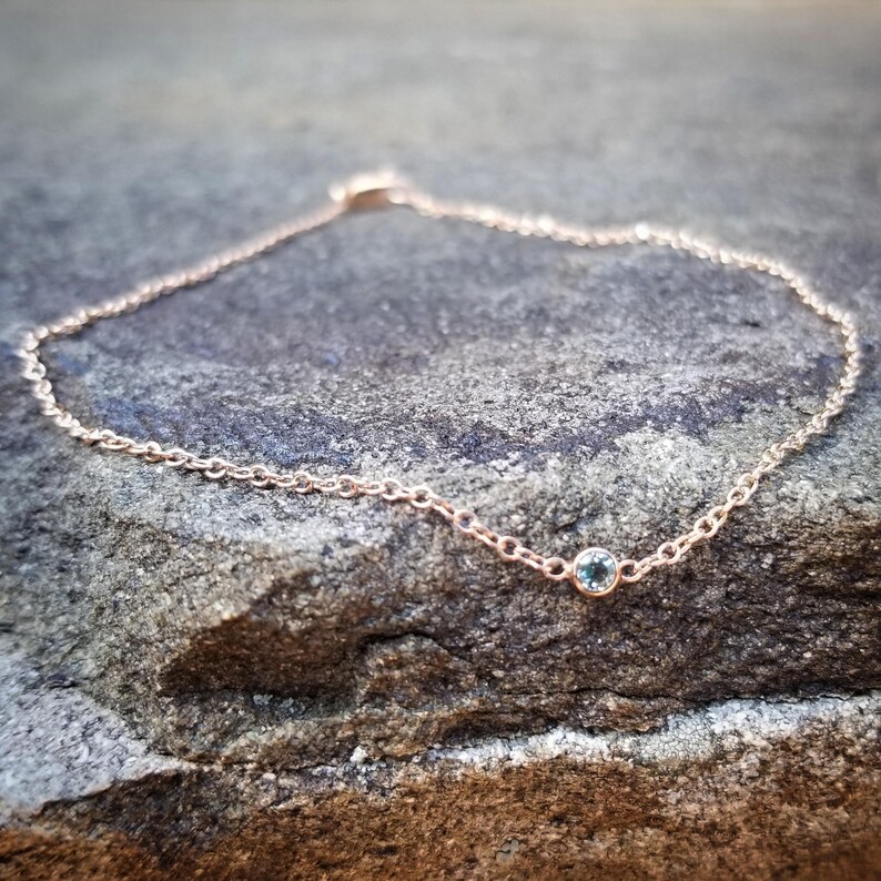 Black Diamond Anklet Rose Gold Anklet Womens Ankle Bracelet Etsy