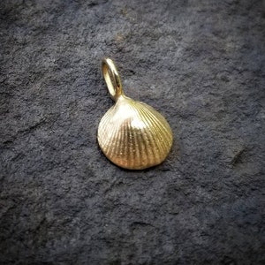 14K Gold Seashell Charm, Tiny Seashell Charm, 14K Gold Sea Shell Pendant, Rose Gold Shell Charm, Seashell Necklaces for Women, Beach Jewelry