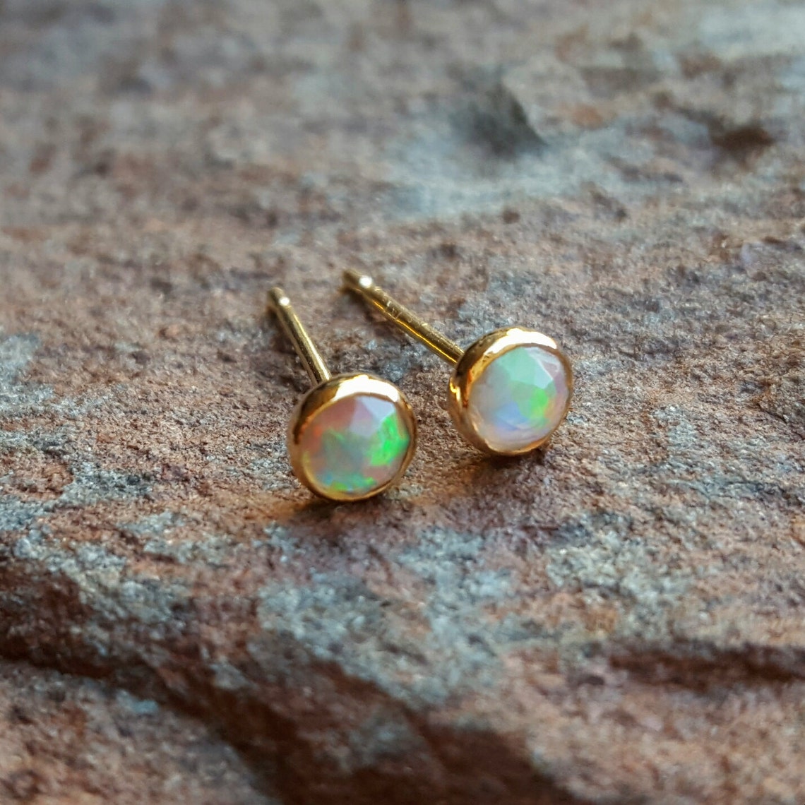Fire Opal Earrings Opal Stud Earrings Opal Studs October Etsy