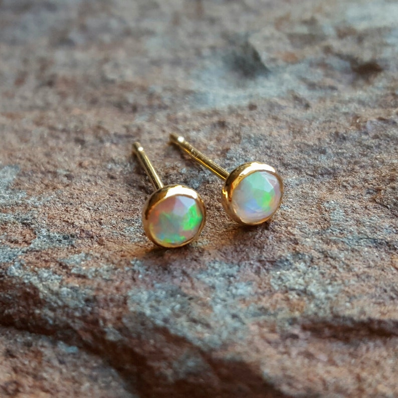 Fire Opal Earrings Opal Stud Earrings Opal Studs October | Etsy